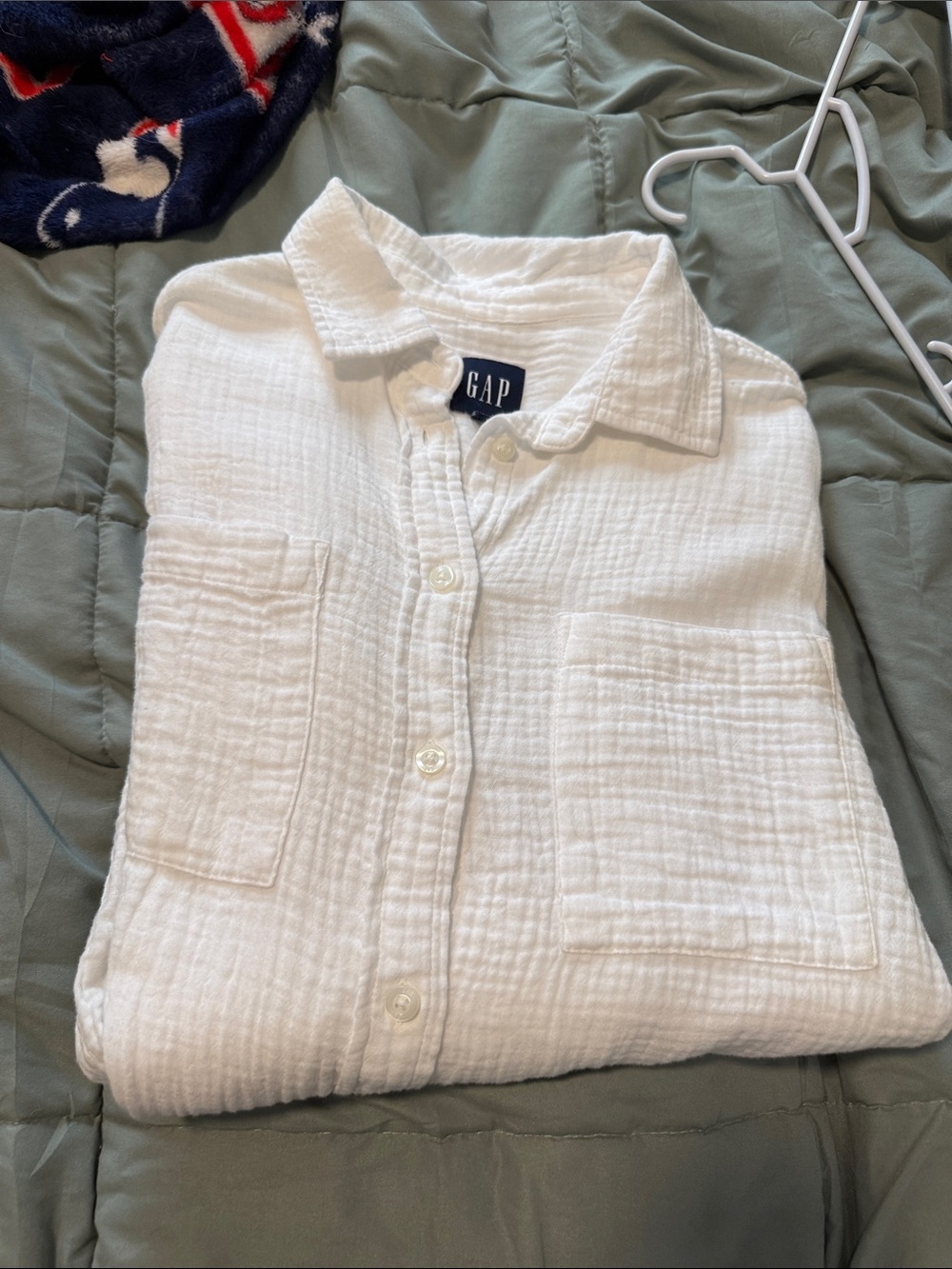GAP womens gauzy White Long-Sleeve Button-Down Shirt